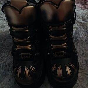 Source Unknown Black and Gold Platform Shoes